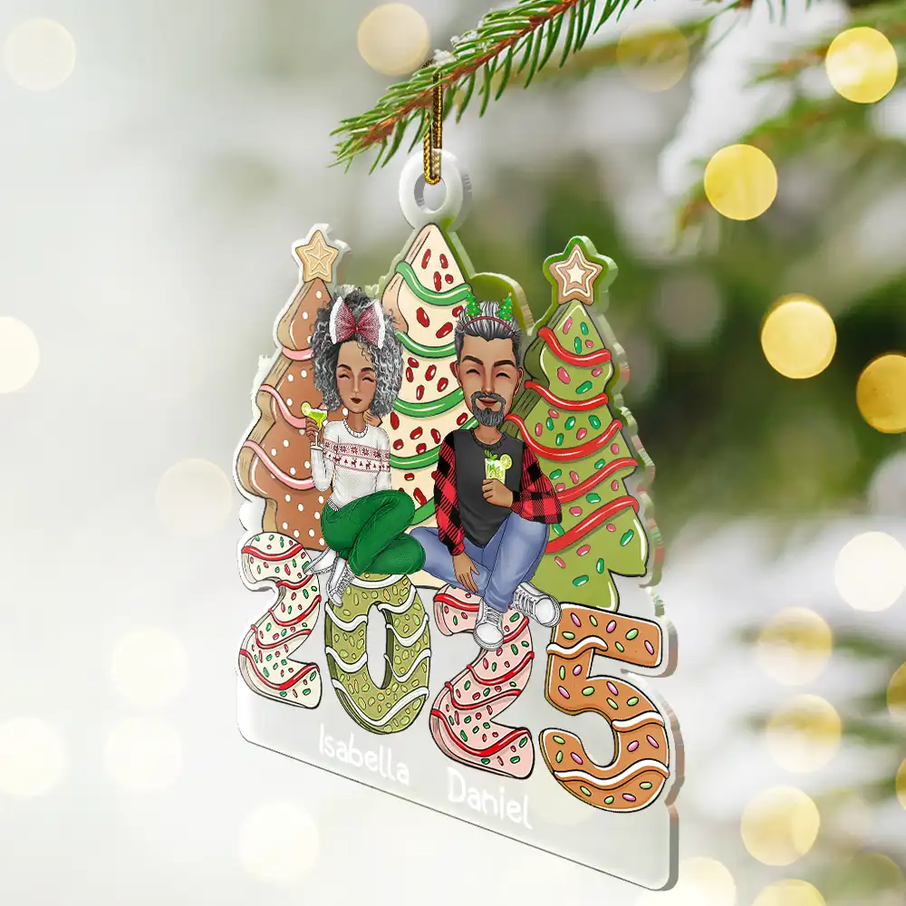 Family Cake, Cookie Trees Christmas Gift For Parent, Kid, Baby - Personalized Cutout Acrylic Ornament - Image 2