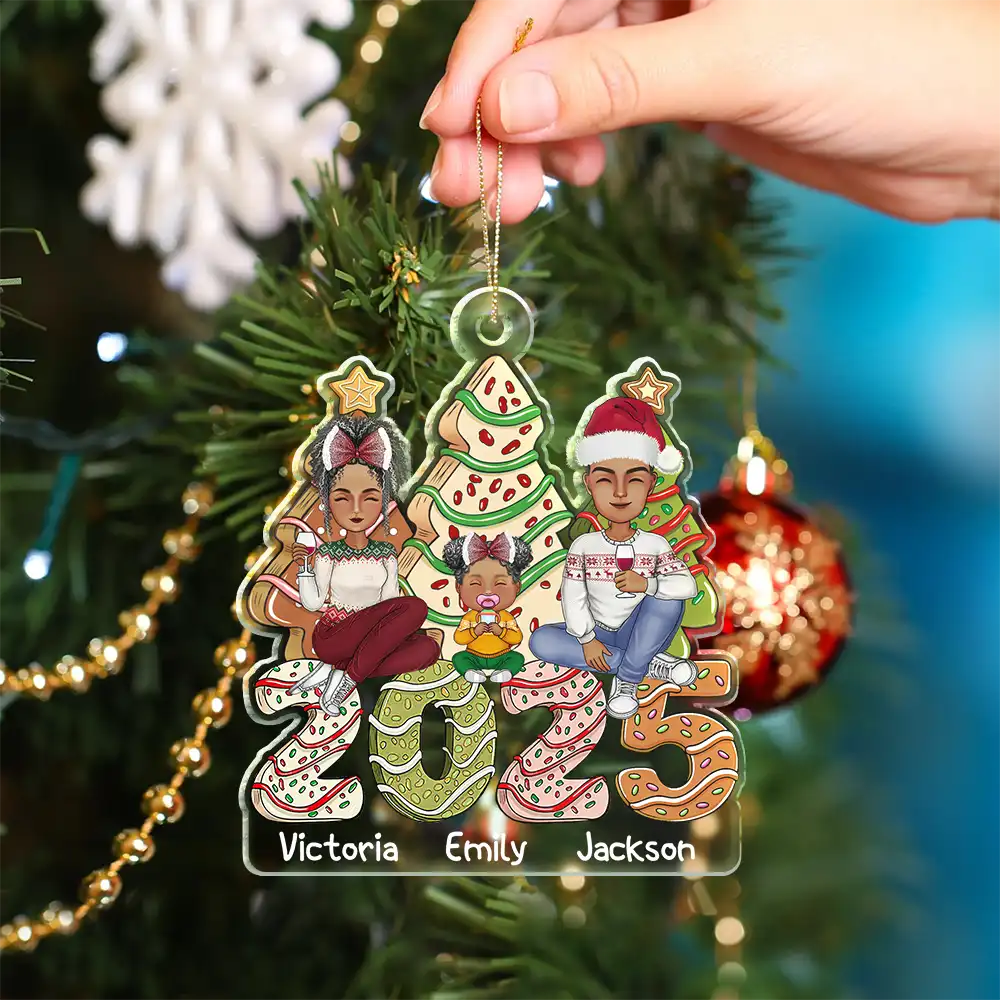 Family Cake, Cookie Trees Christmas Gift For Parent, Kid, Baby - Personalized Cutout Acrylic Ornament - Image 4