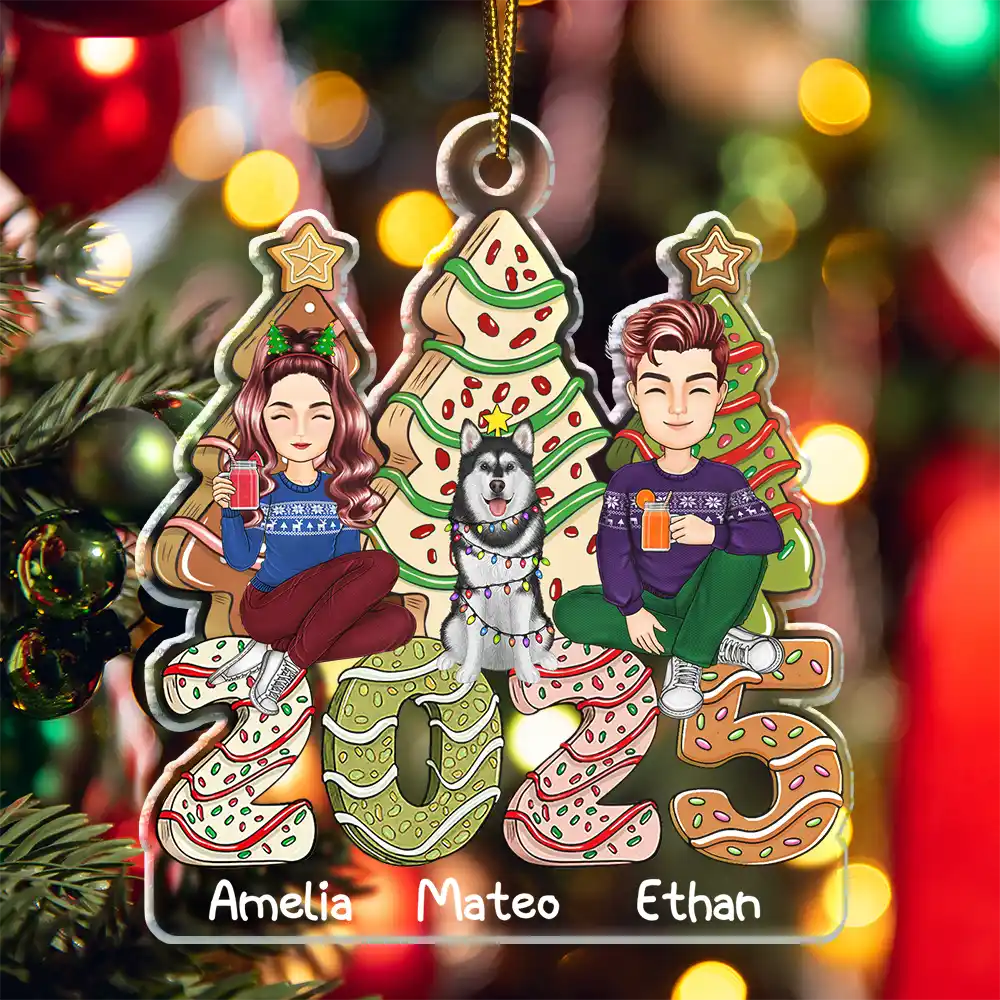 Family Cake, Cookie Trees Christmas Gift For Parent, Kid, Baby - Personalized Cutout Acrylic Ornament - Image 5