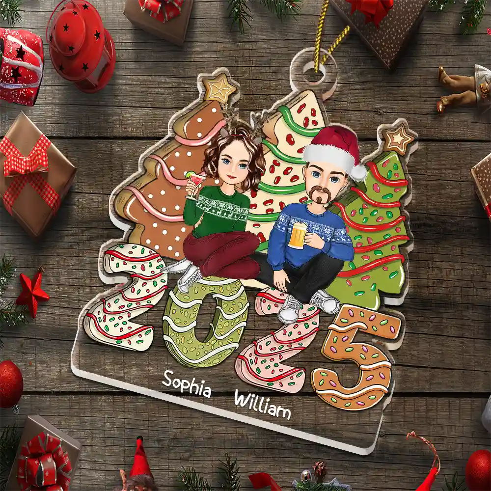 Family Cake, Cookie Trees Christmas Gift For Parent, Kid, Baby - Personalized Cutout Acrylic Ornament - Image 6
