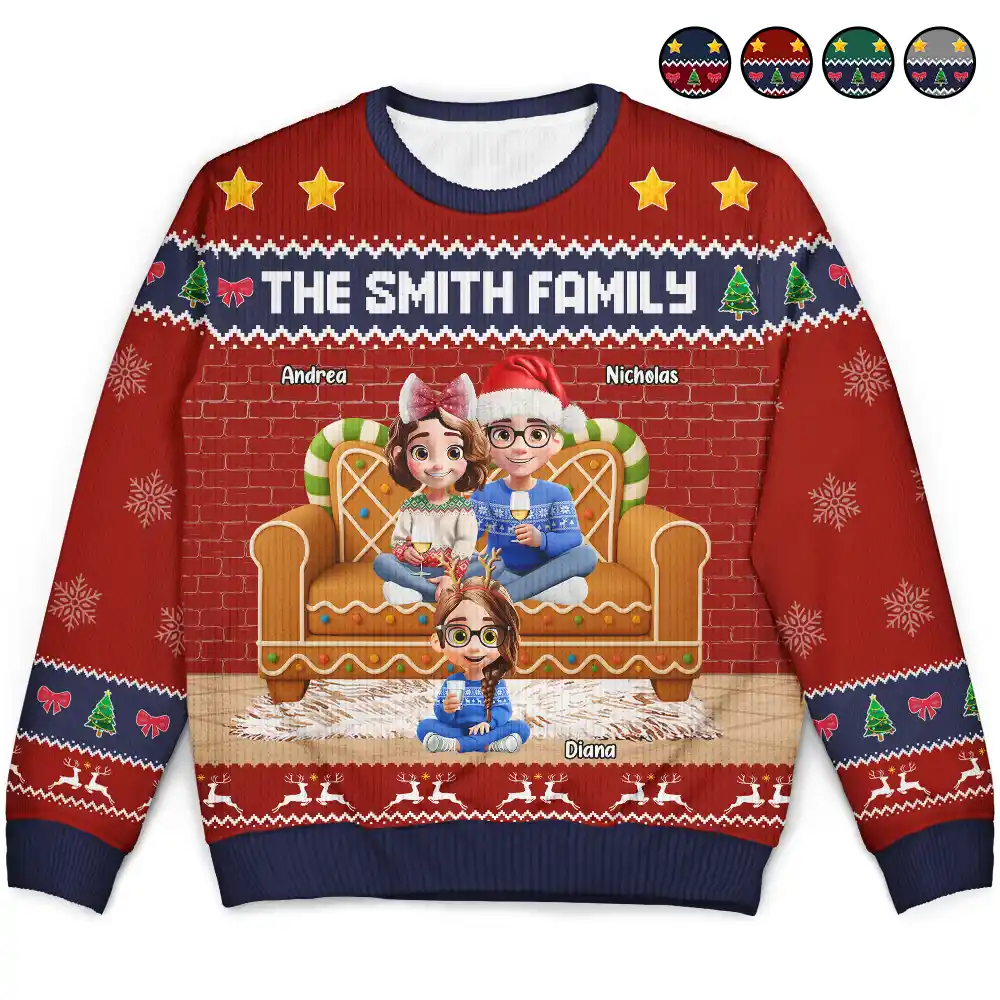 Family 3D Effect Gingerbread - Personalized Unisex Ugly Sweater - Image 2