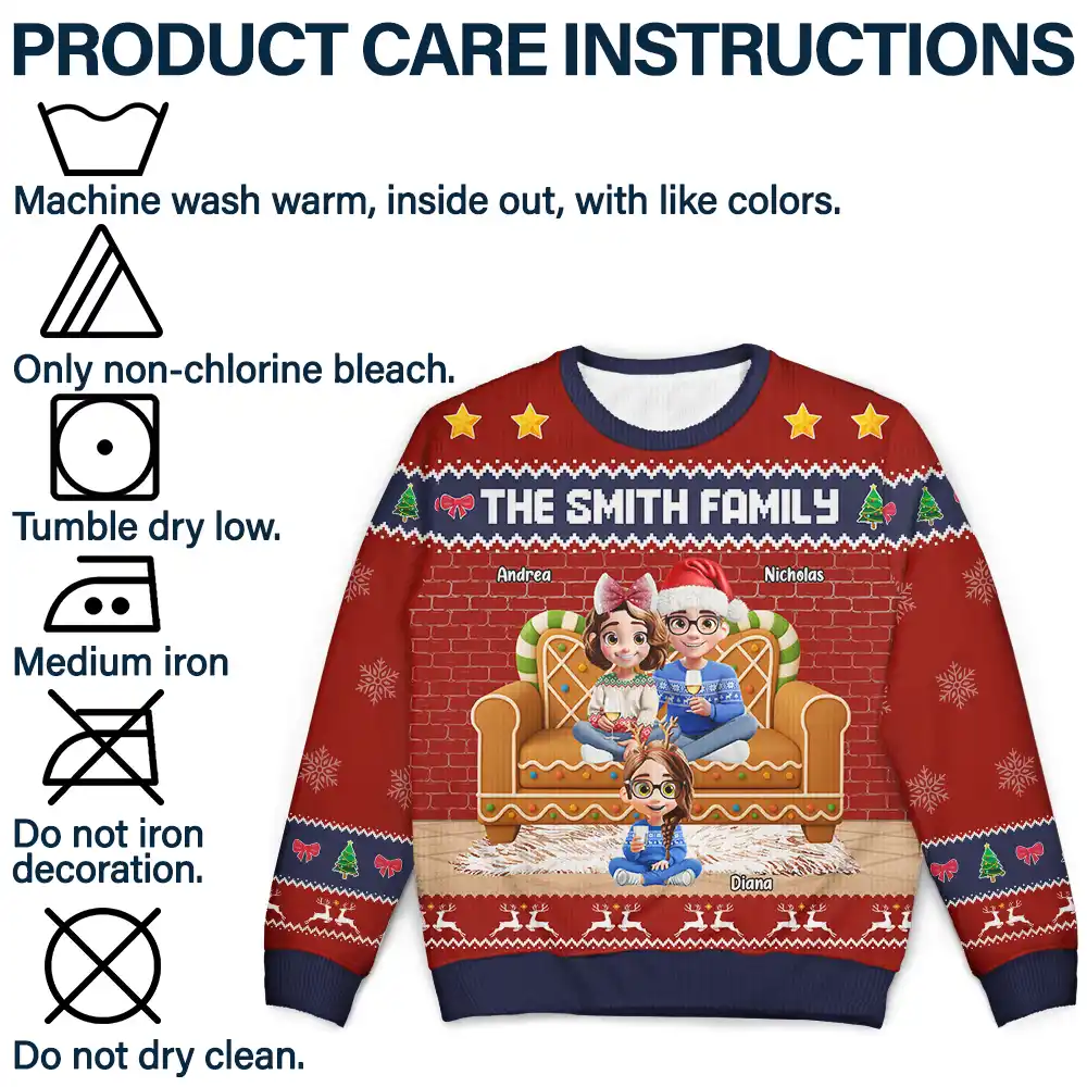 Family 3D Effect Gingerbread - Personalized Unisex Ugly Sweater - Image 8