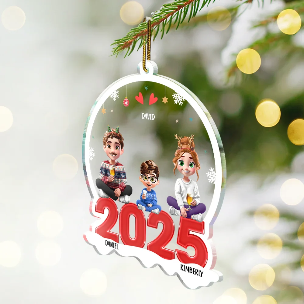 Family 3D Effect - Personalized Custom Shaped Acrylic Ornament - Image 2