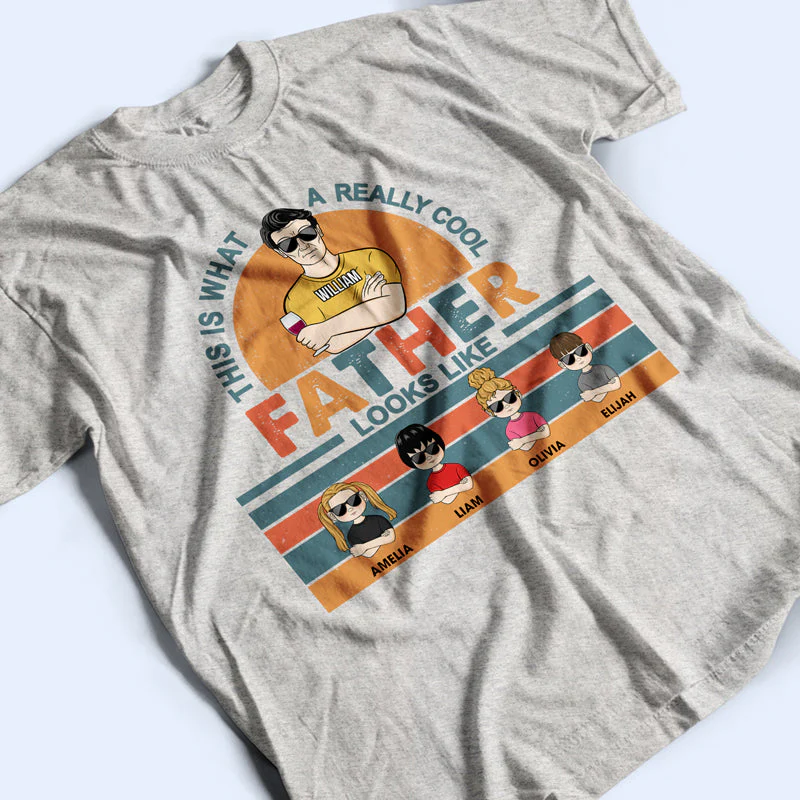 Family A Really Cool Grandpa Looks Like - Father Gift - Personalized Custom T Shirt - Image 3