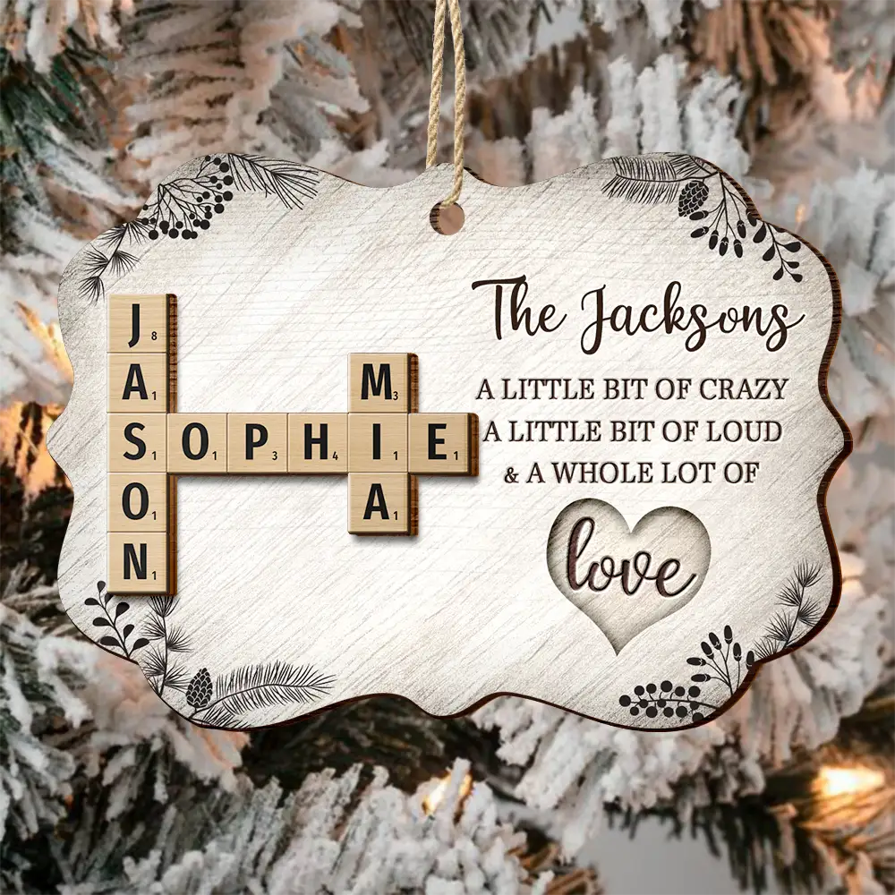 Family A Whole Lot Of Love Crossword Scrabble - Personalized 2-Layered Wooden Ornament - Image 4