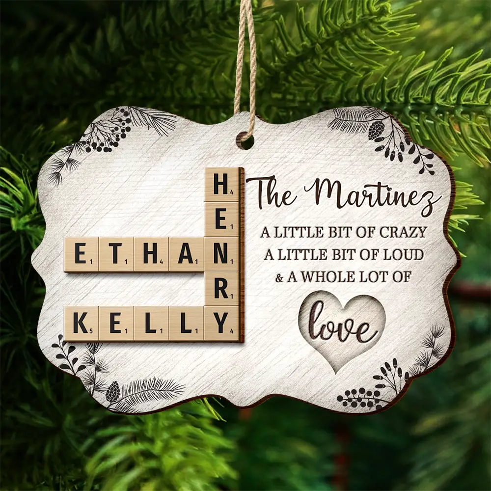 Family A Whole Lot Of Love Crossword Scrabble - Personalized 2-Layered Wooden Ornament - Image 5