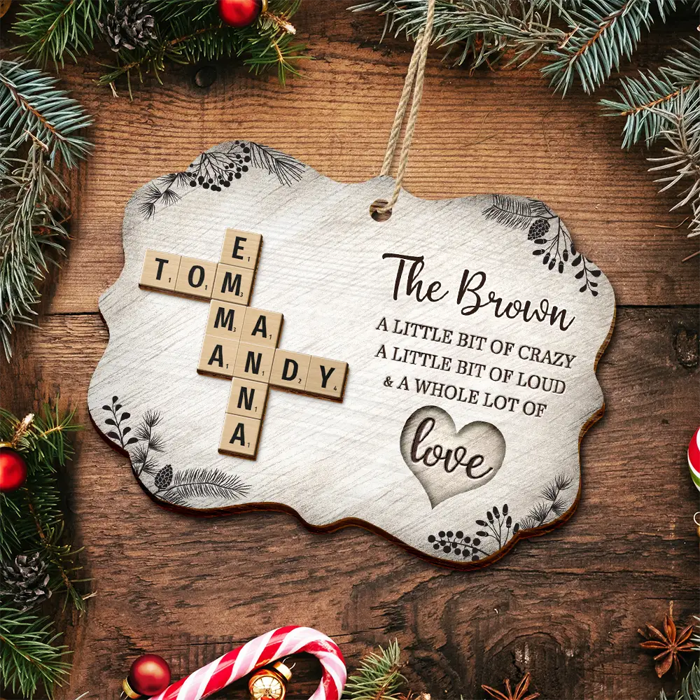 Family A Whole Lot Of Love Crossword Scrabble - Personalized 2-Layered Wooden Ornament - Image 6