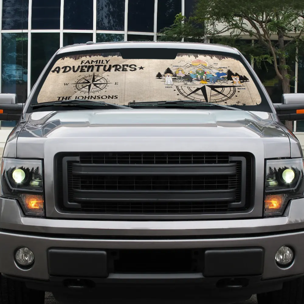 Family Adventures Camping - Personalized Auto Sunshade - Image 5