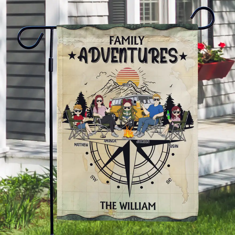 Family Adventures Camping - Personalized Flag - Image 3