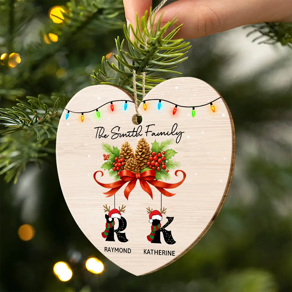 Family Alphabet - Personalized Custom Shaped Wooden Ornament - Image 2
