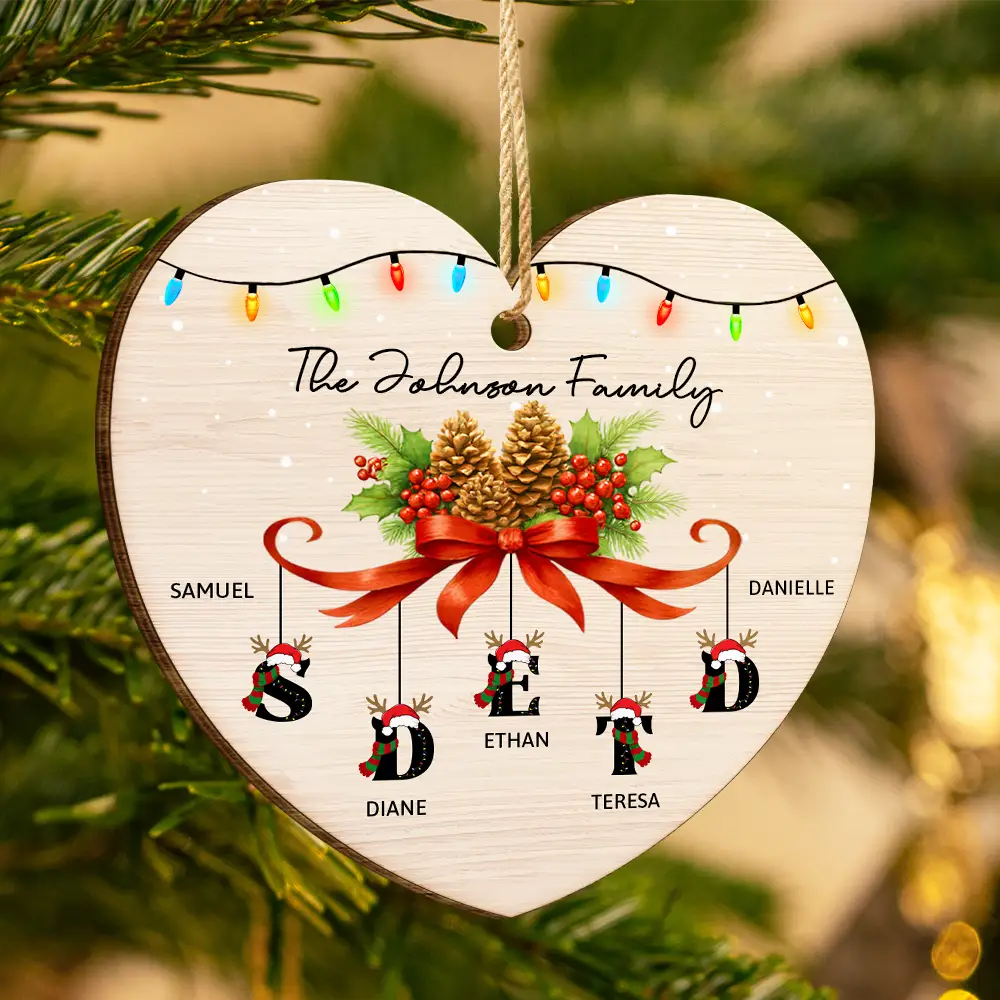 Family Alphabet - Personalized Custom Shaped Wooden Ornament - Image 3