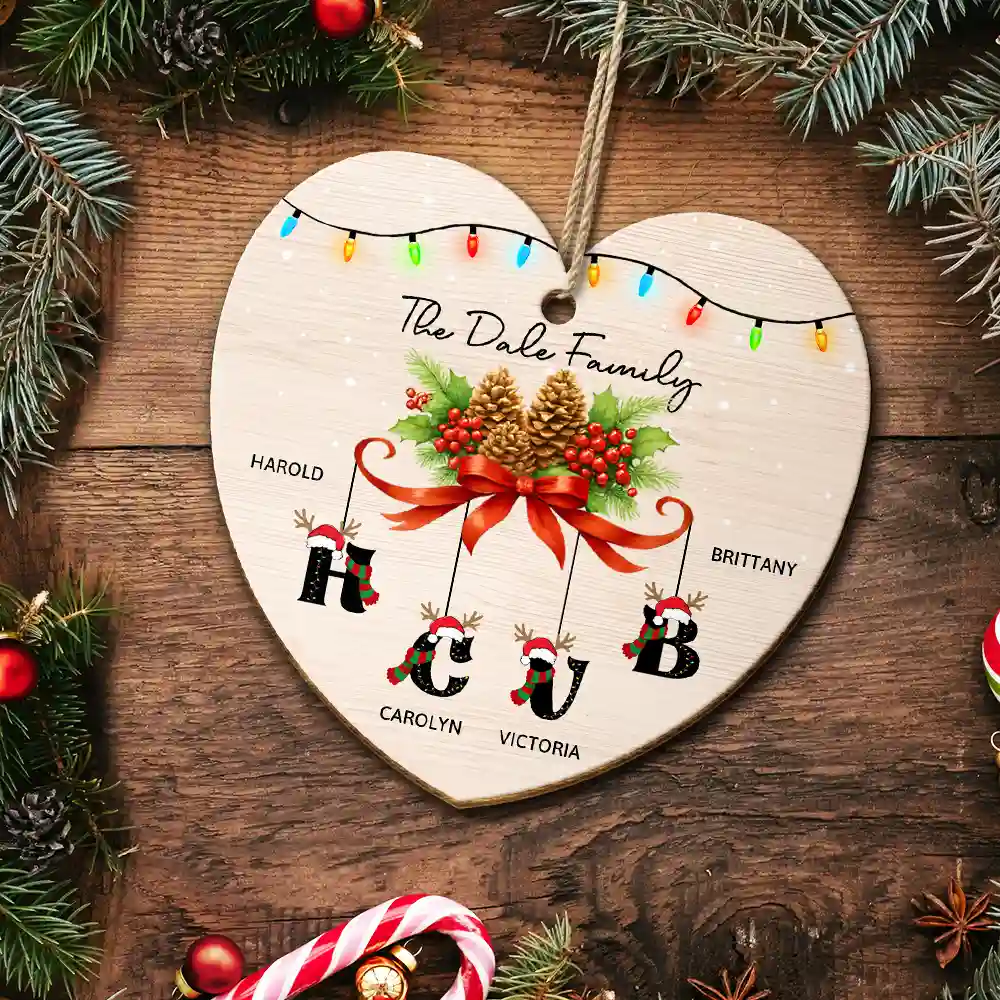 Family Alphabet - Personalized Custom Shaped Wooden Ornament - Image 5
