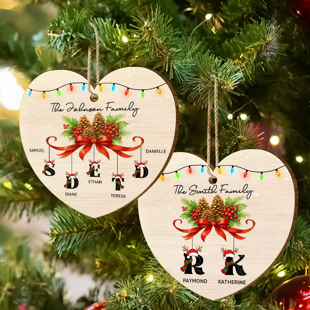 Family Alphabet - Personalized Custom Shaped Wooden Ornament - Image 6