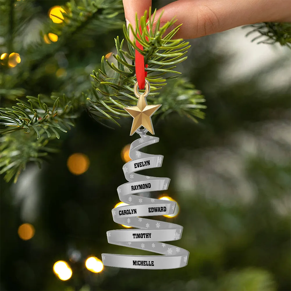 Family And Friends Christmas Tree - Personalized Metal Ornament - Image 2