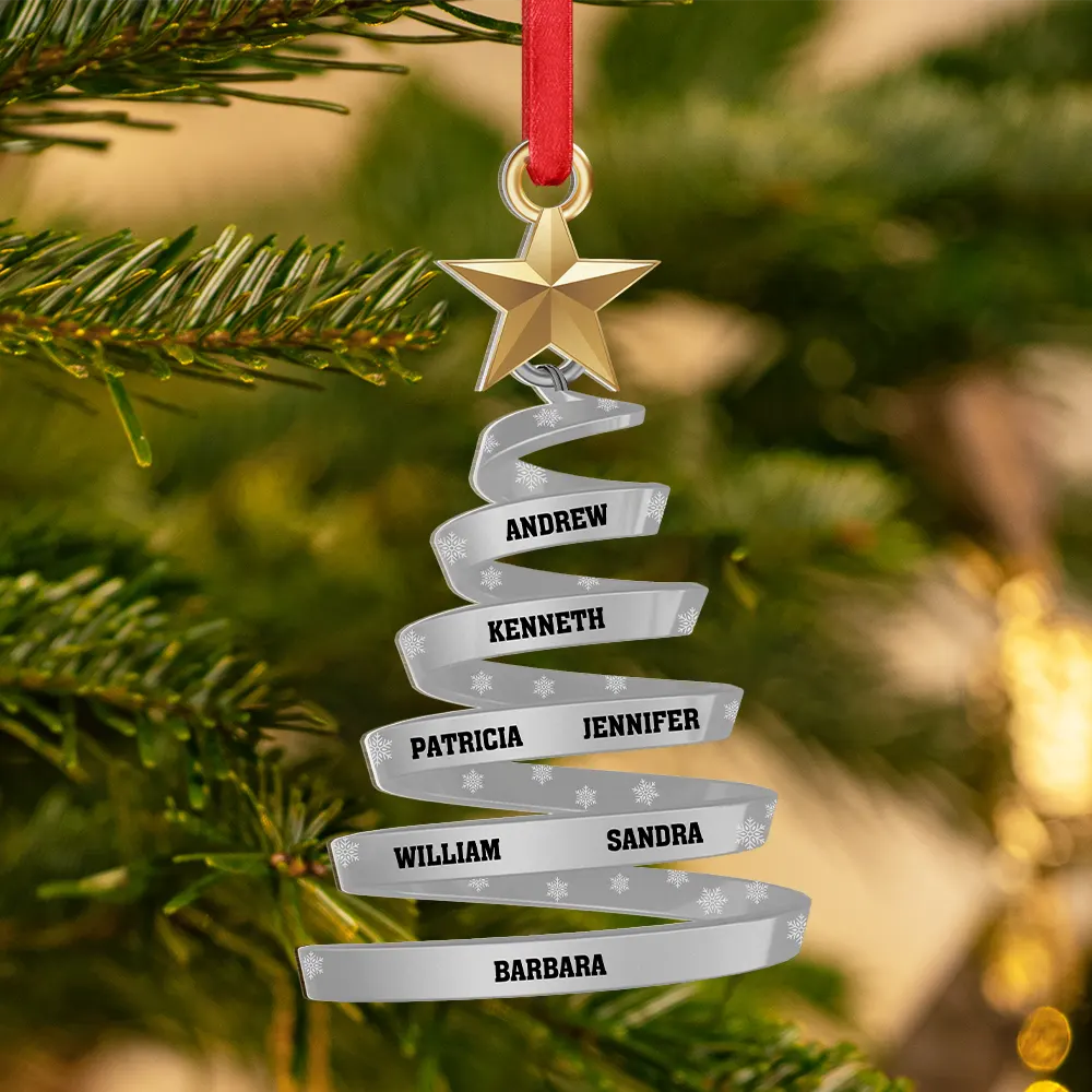 Family And Friends Christmas Tree - Personalized Metal Ornament - Image 3