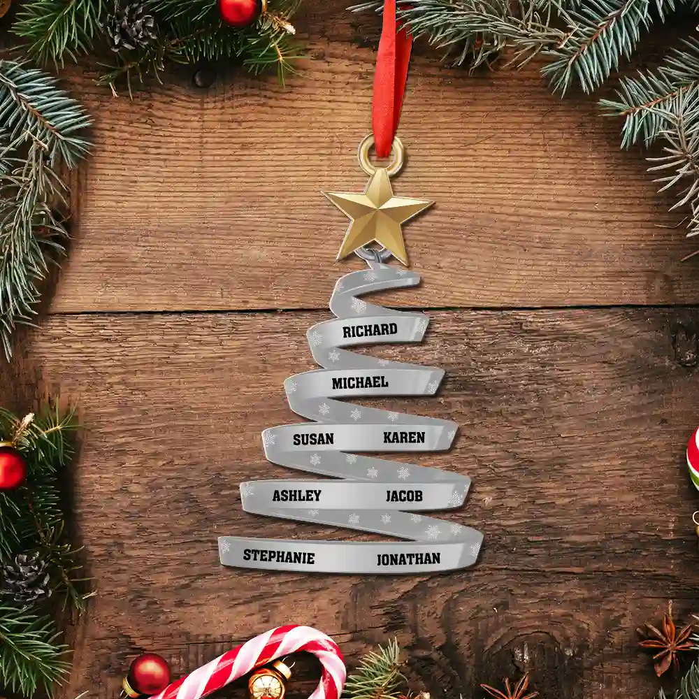 Family And Friends Christmas Tree - Personalized Metal Ornament - Image 5