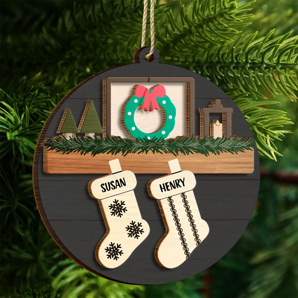 Family And Pet Christmas - Personalized 2-Layered Wooden Ornament - Image 4