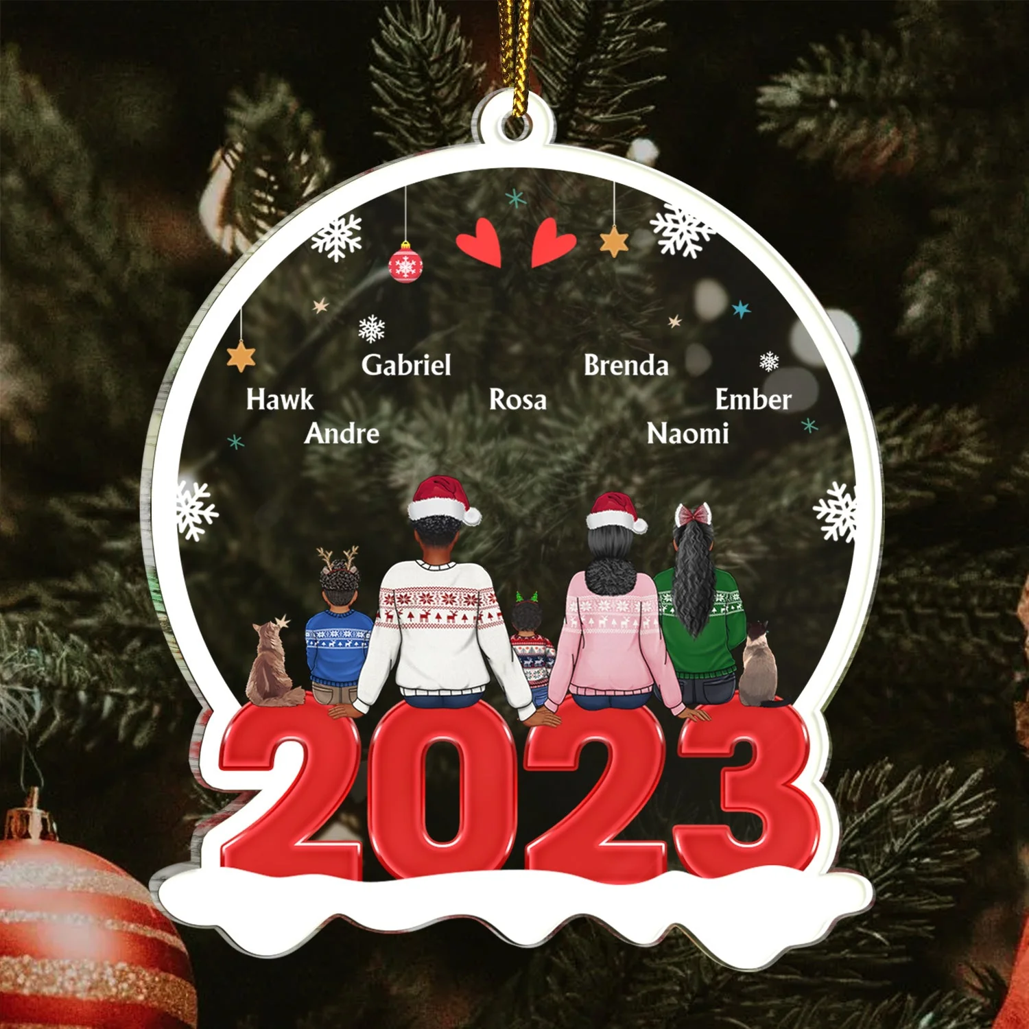 Family Backside - Christmas Gift For Family - Personalized Custom Shaped Acrylic Ornament - Image 3