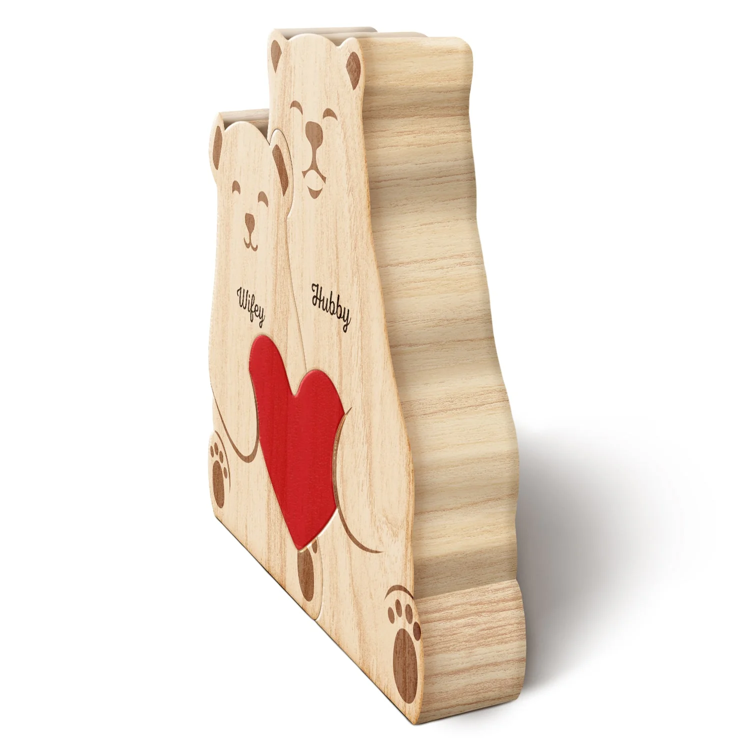 Family Bears - Gift For Parents, Father - Personalized Custom Shaped Wooden Puzzle - Image 3