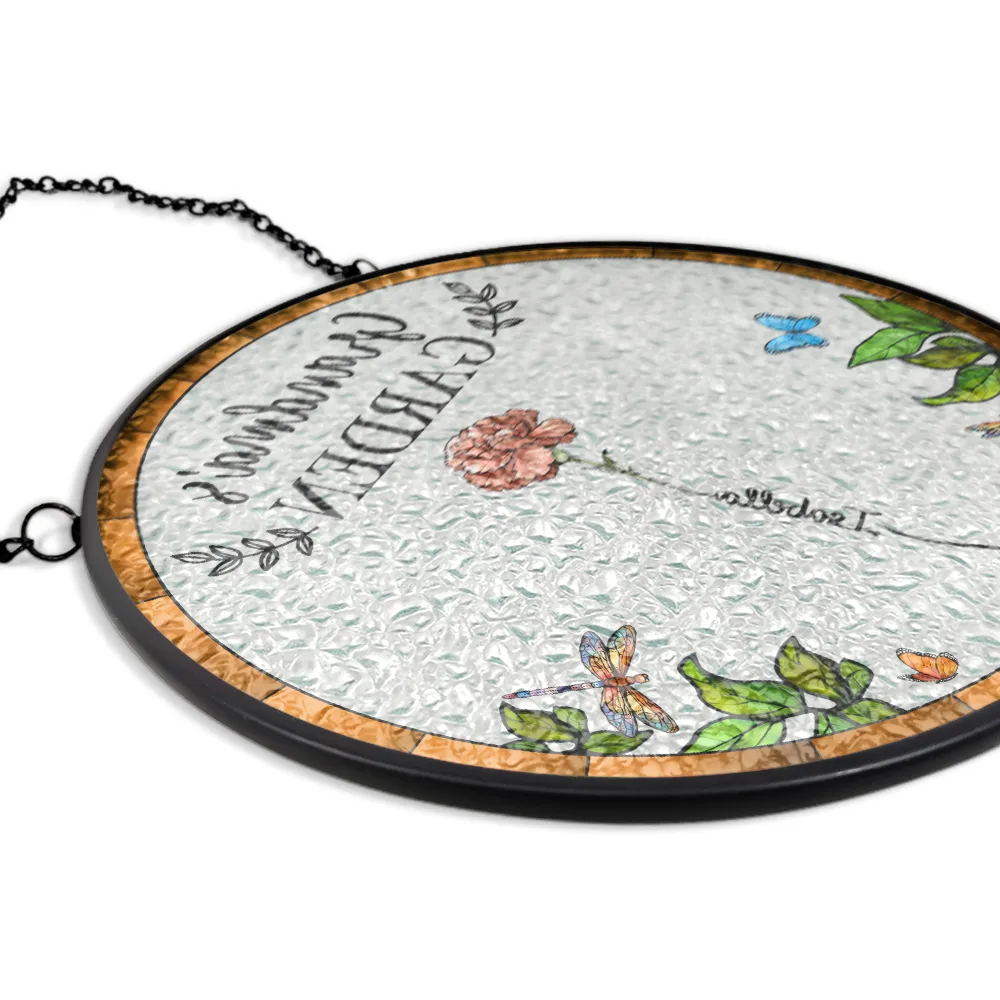 Family Birth Flower Grandma’s Blooming Garden - Personalized Stained Glass Window Hanging Suncatcher - Image 5