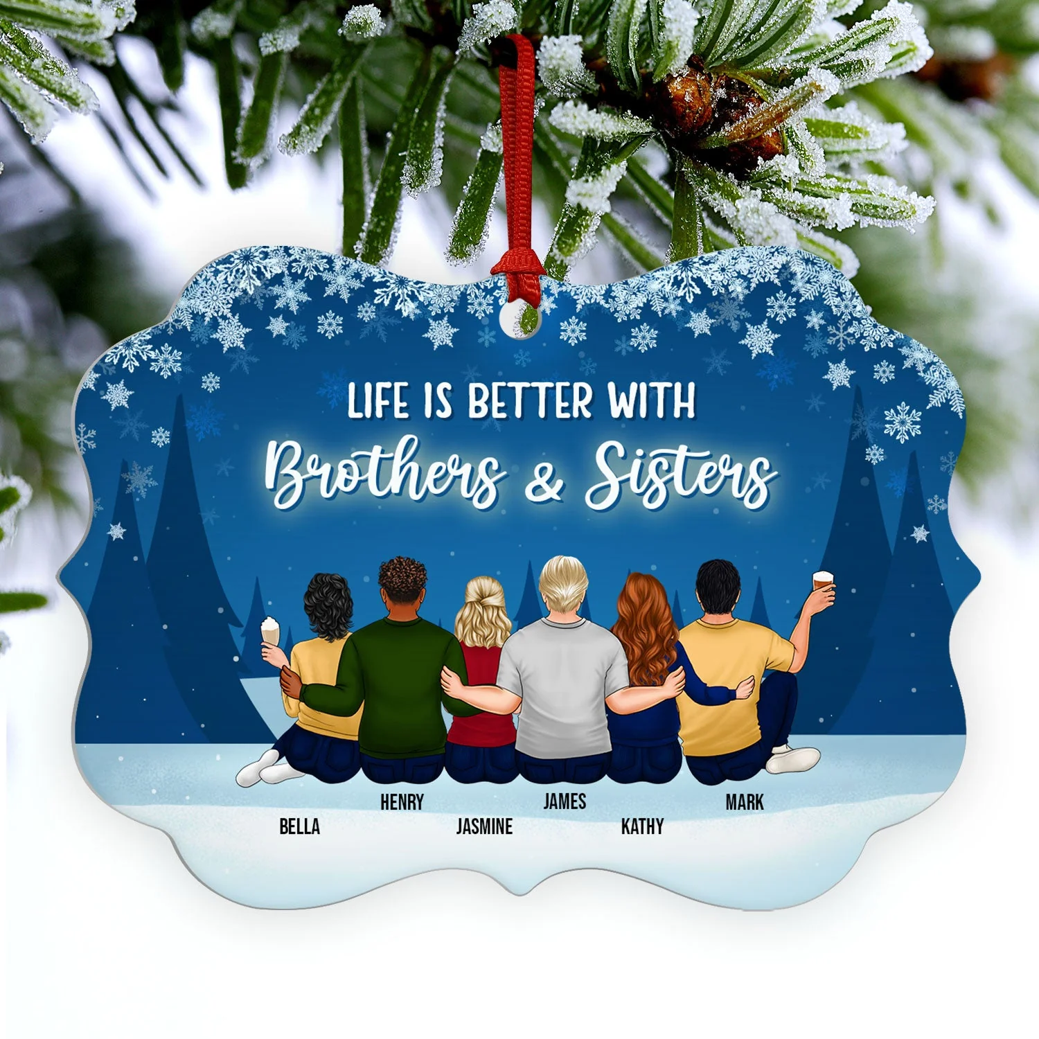 Family Brothers & Sisters Our Paths May Change As Life Goes On - Christmas Gift For Sibling - Personalized Custom Aluminum Ornament - Image 3