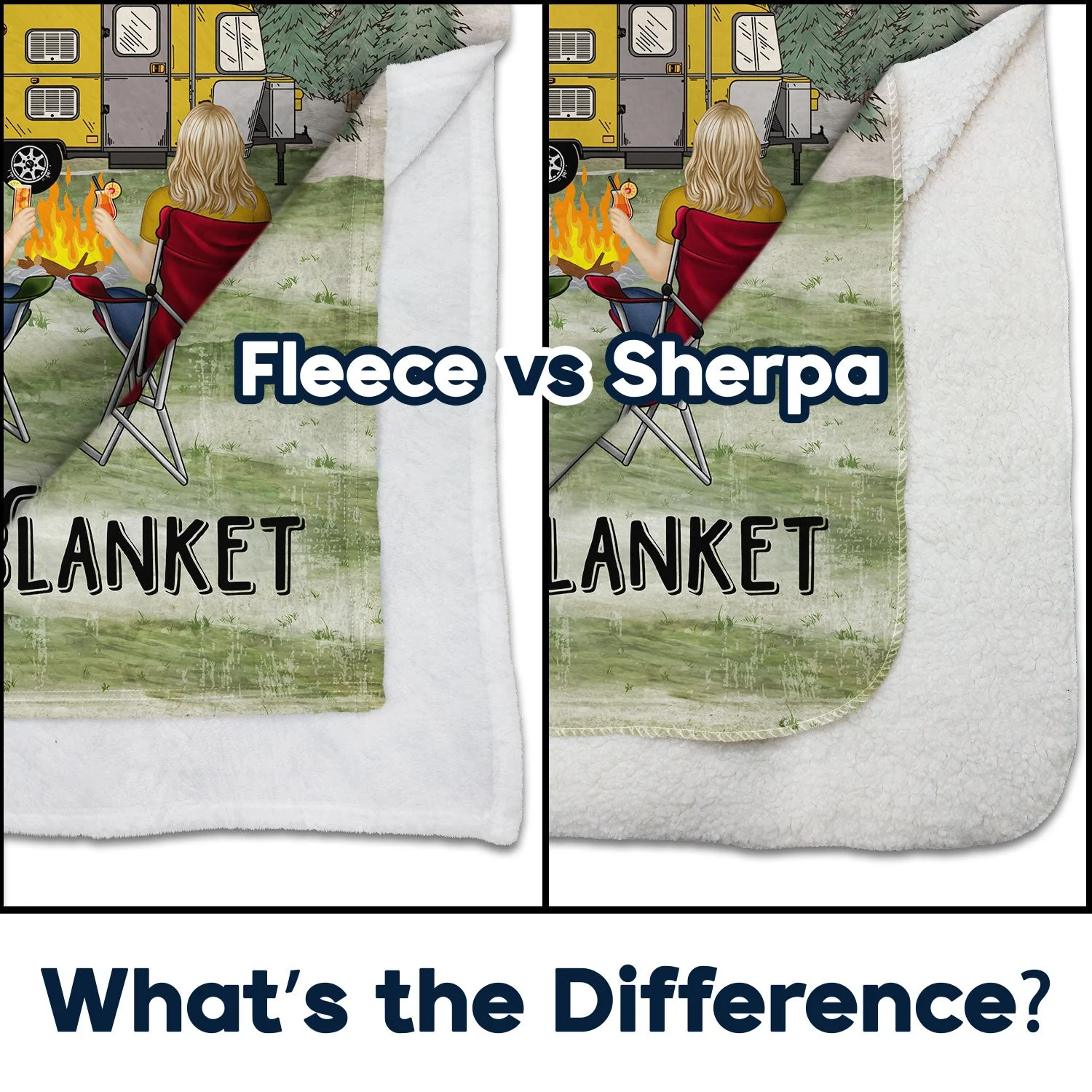 Family Camping Blanket - Gift For Camping Lovers - Personalized Fleece Blanket, Sherpa Blanket - Image 4