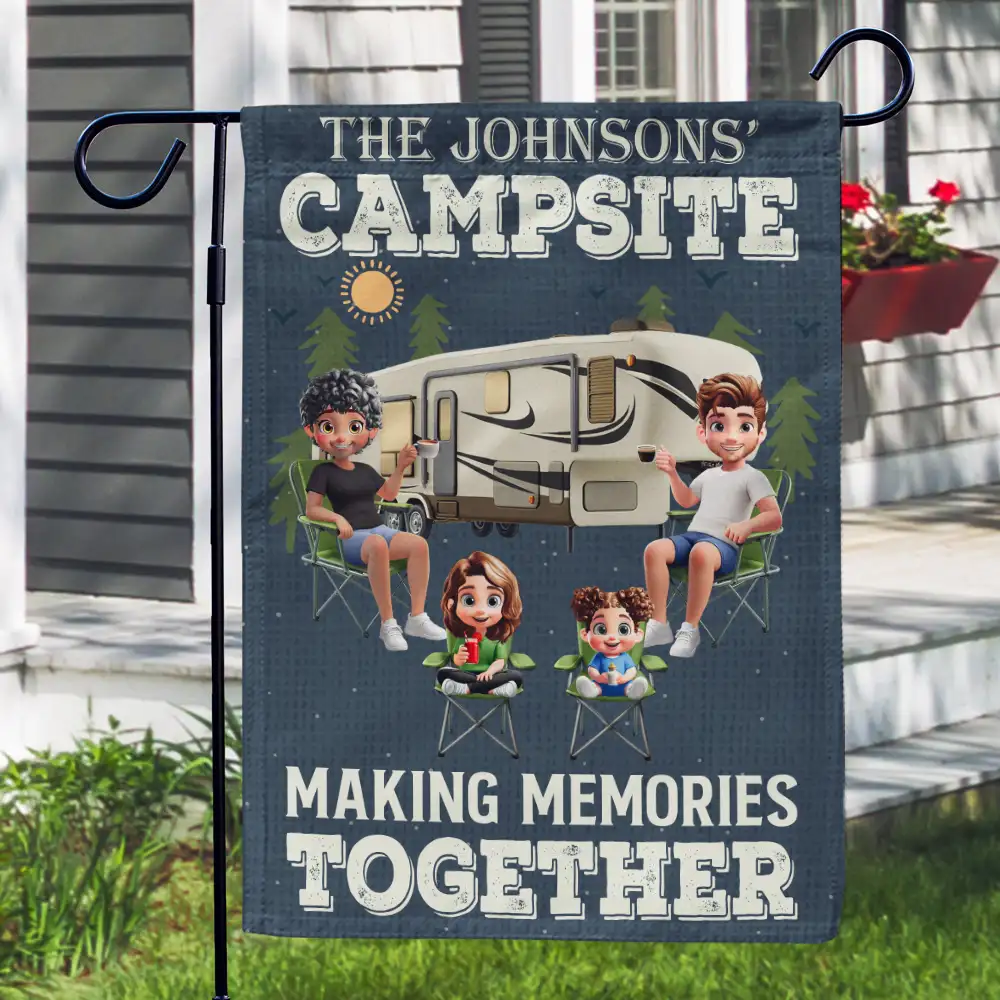 Family Campsite Making Memories Together - Personalized Flag - Image 3