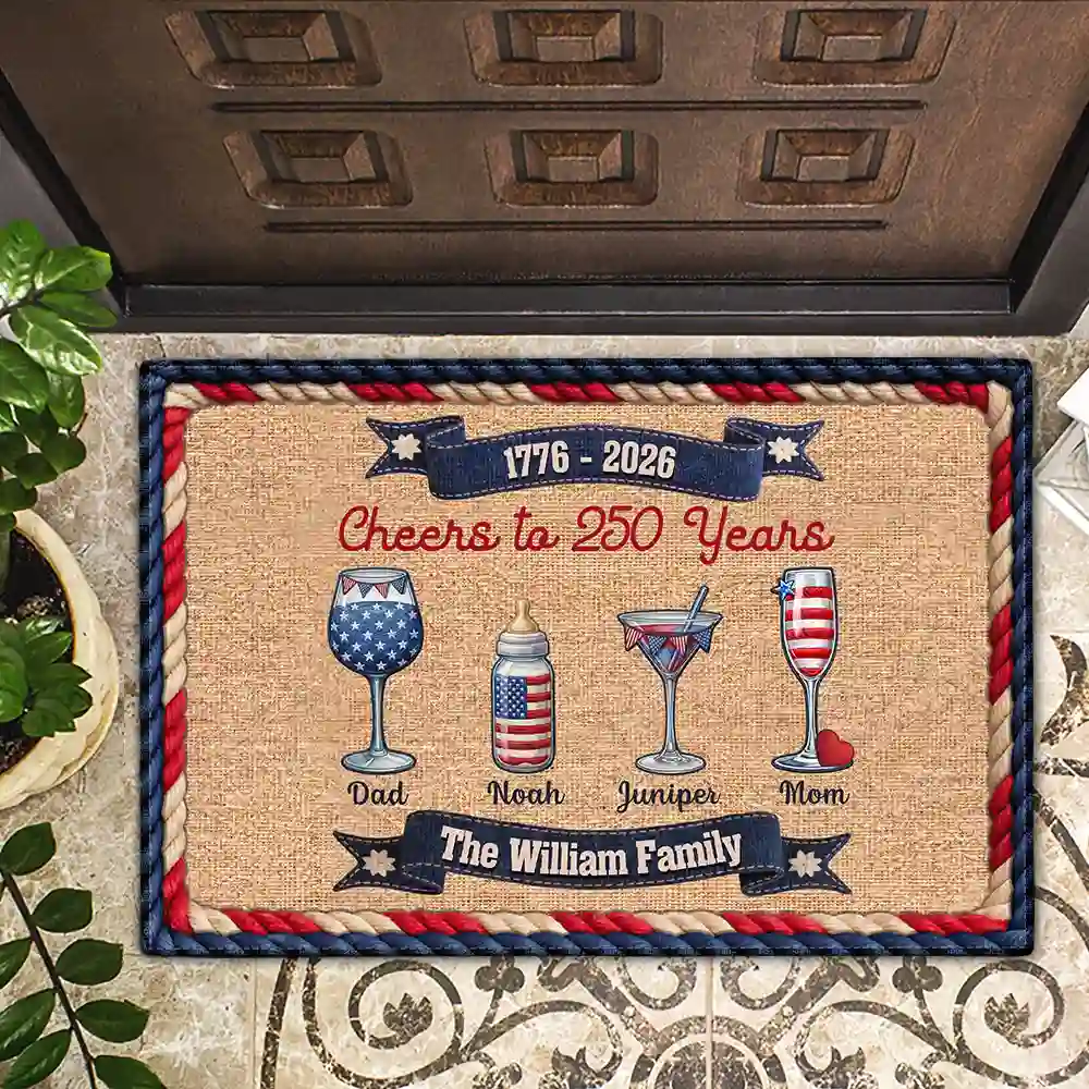 Family Cheers To America 250 Years - Personalized Doormat - Image 2
