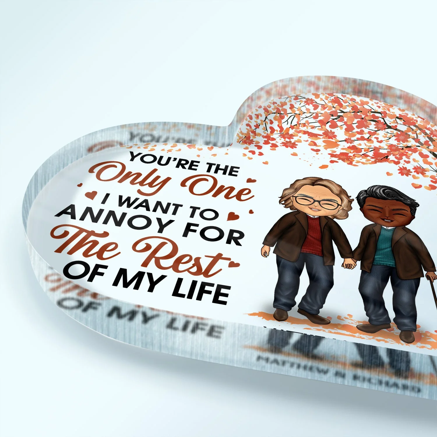 Family Chibi Couple Annoy For The Rest Of My Life - Gift For Couples - Personalized Custom Heart Shaped Acrylic Plaque - Image 3