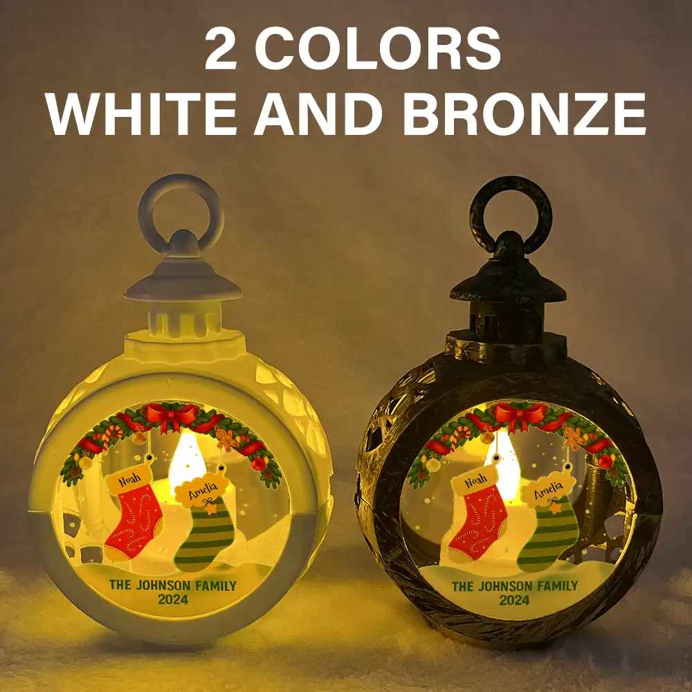 Family Christmas Stockings Parents Kids Pets - Personalized Candlelight Lantern Ornament - Image 5