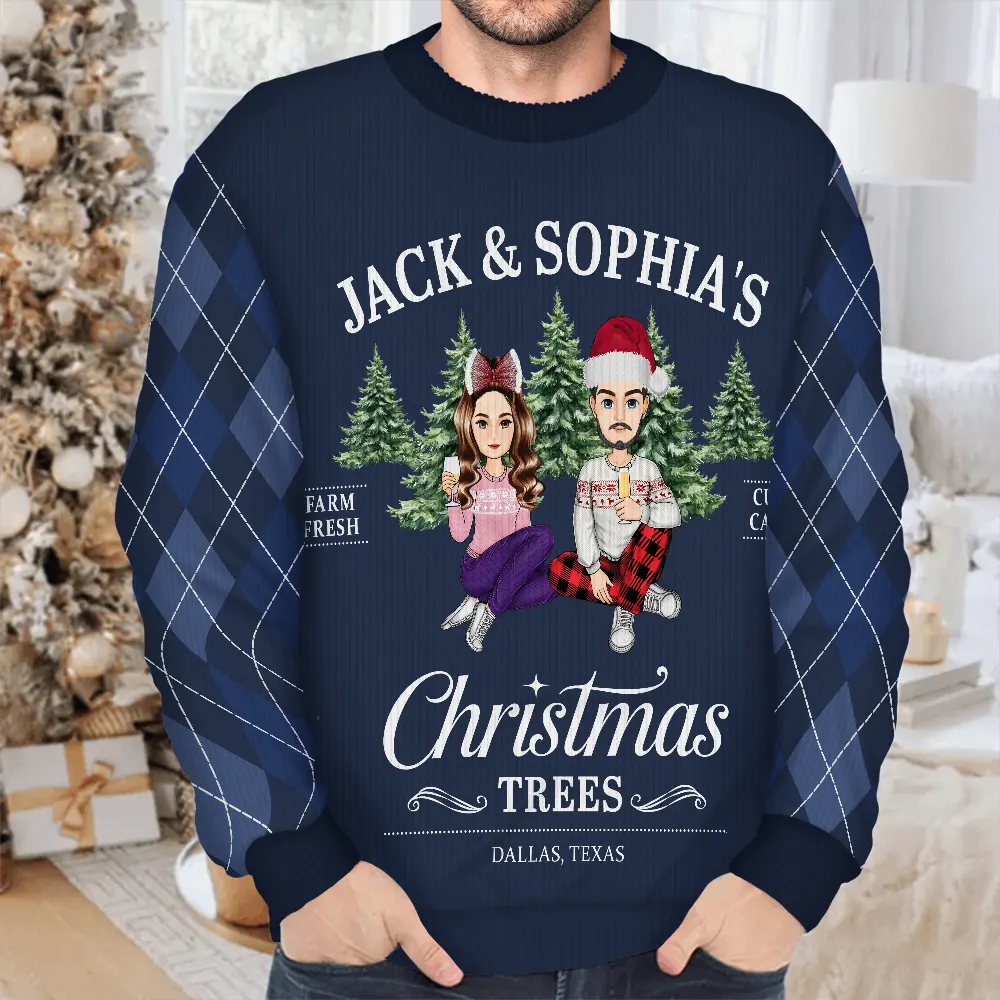 Family Christmas Tree Farm Fresh - Personalized Unisex Ugly Sweater - Image 4