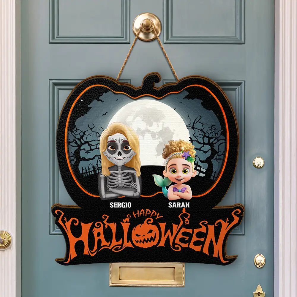 Family Costume Happy Halloween - Personalized Custom Shaped Wood Sign - Image 3