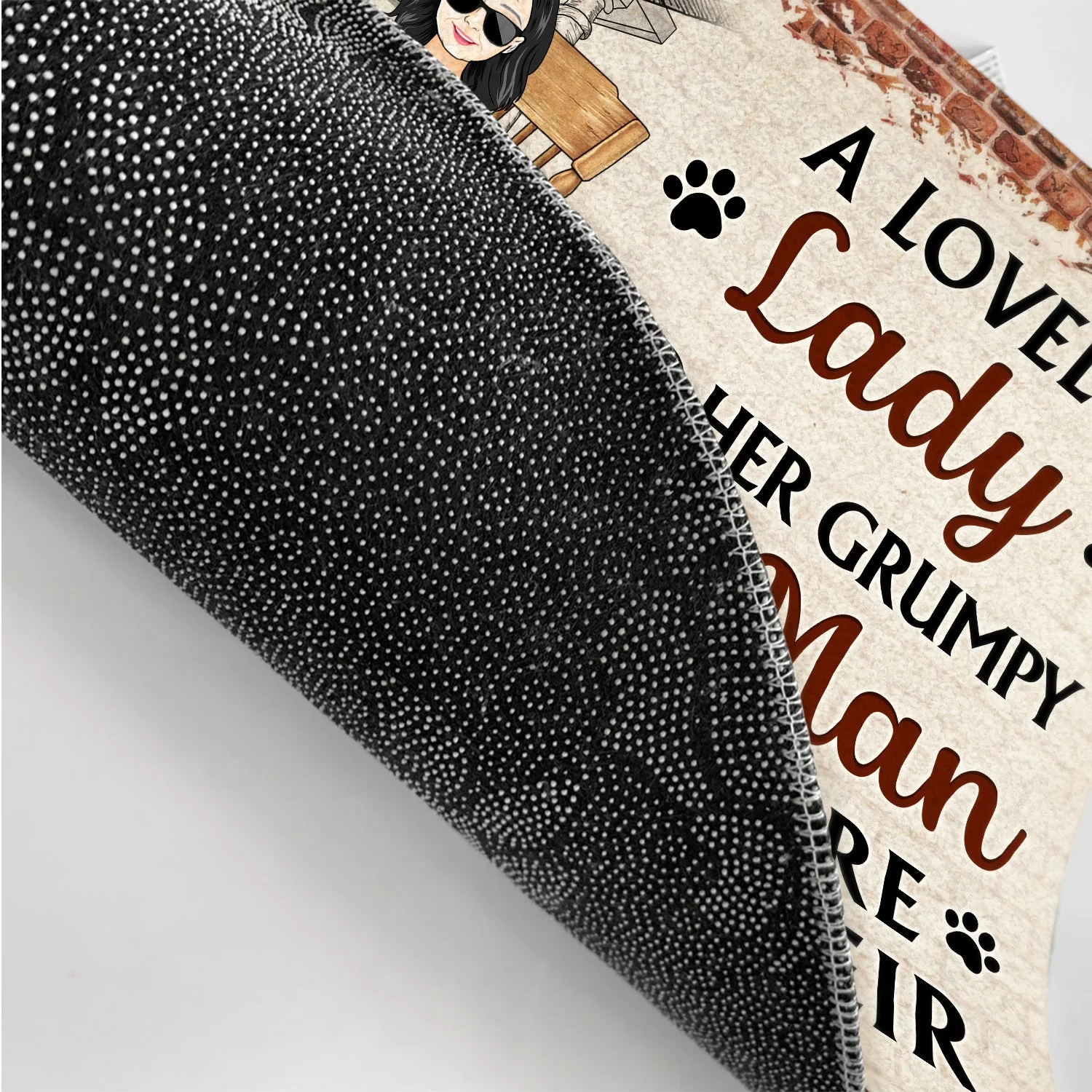 Family Couple A Lovely Lady And Her Grumpy Old Man Live Here With Their Crazy Dogs - Gift For Dog Lovers - Personalized Custom Doormat - Image 3