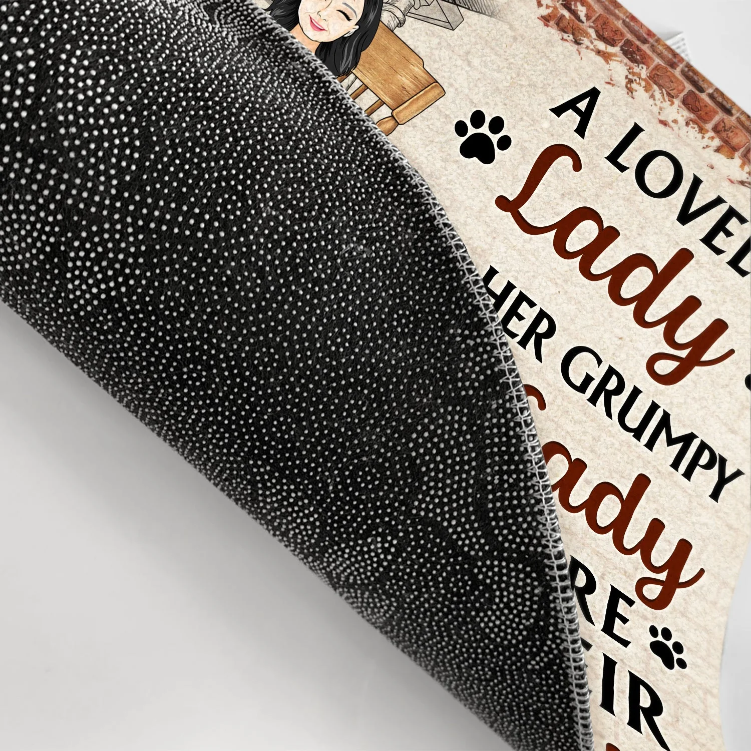 Family Couple A Lovely Lady And Her Grumpy Old Man Live Here With Their Crazy Pets - Gift For Dog Lovers And Cat Lovers - Personalized Custom Doormat - Image 3
