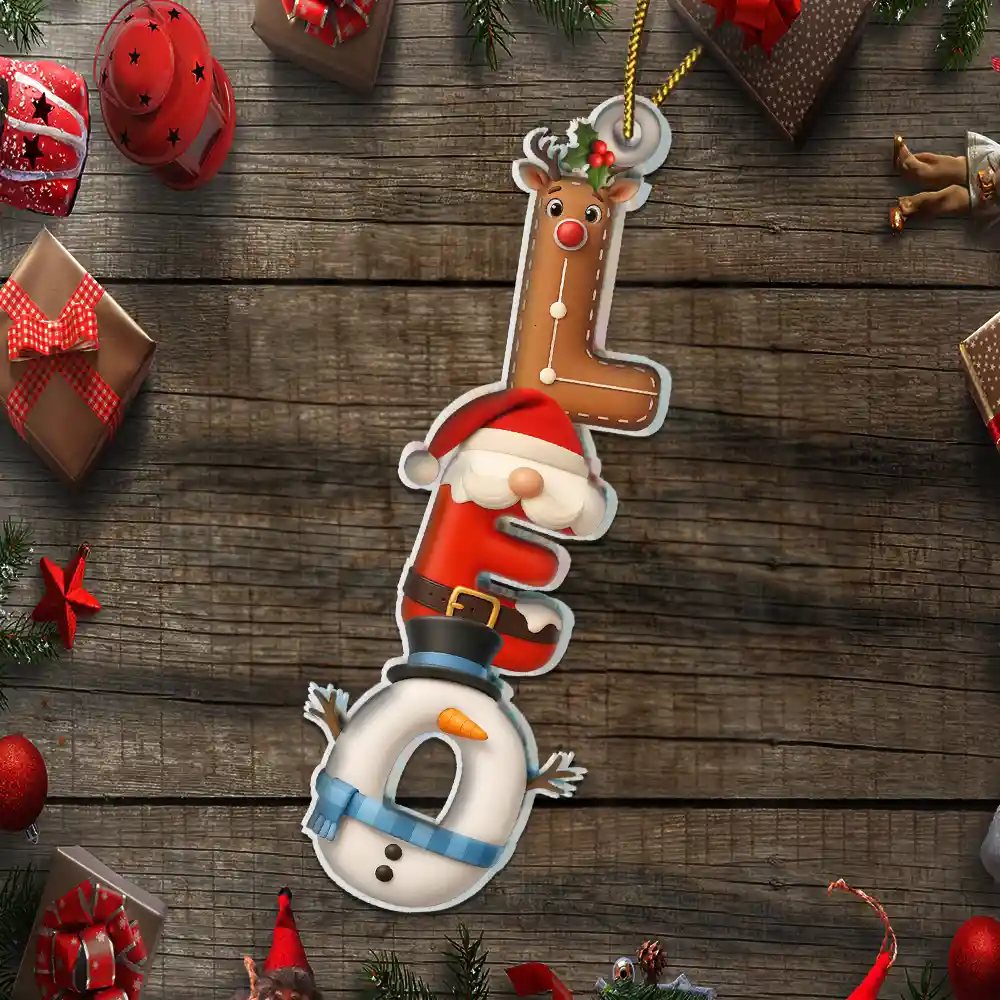 Family Couple Bestie 3D Effect Santa Elf Snowman Reindeer Name - Personalized Custom Shaped Acrylic Ornament - Image 5