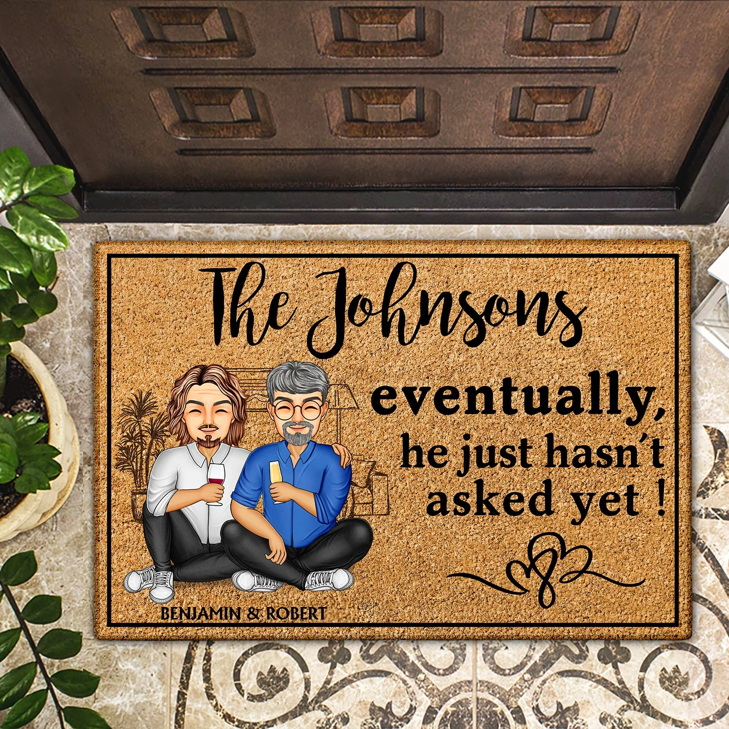 Family Couple Eventually He Just Hasn‘t Asked Yet - Gift For Couples - Personalized Custom Doormat - Image 2
