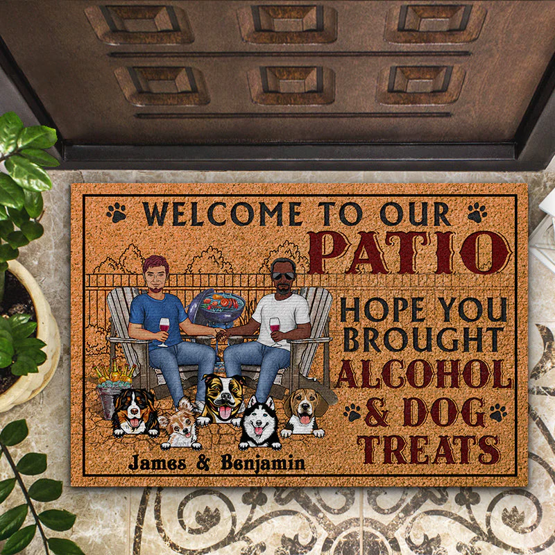 Family Couple Hope You Brought Alcohol And Dog Treats - Gift For Couples - Personalized Custom Doormat - Image 2