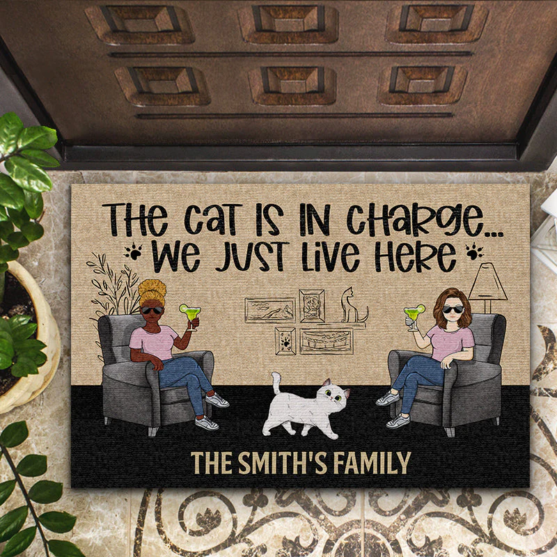 Family Couple The Cats Are In Charge - Gift For Cat Lovers - Personalized Custom Doormat - Image 2