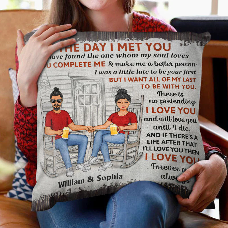 Family Couple The Day I Met You - Couple Gift - Personalized Custom Pillow - Image 2