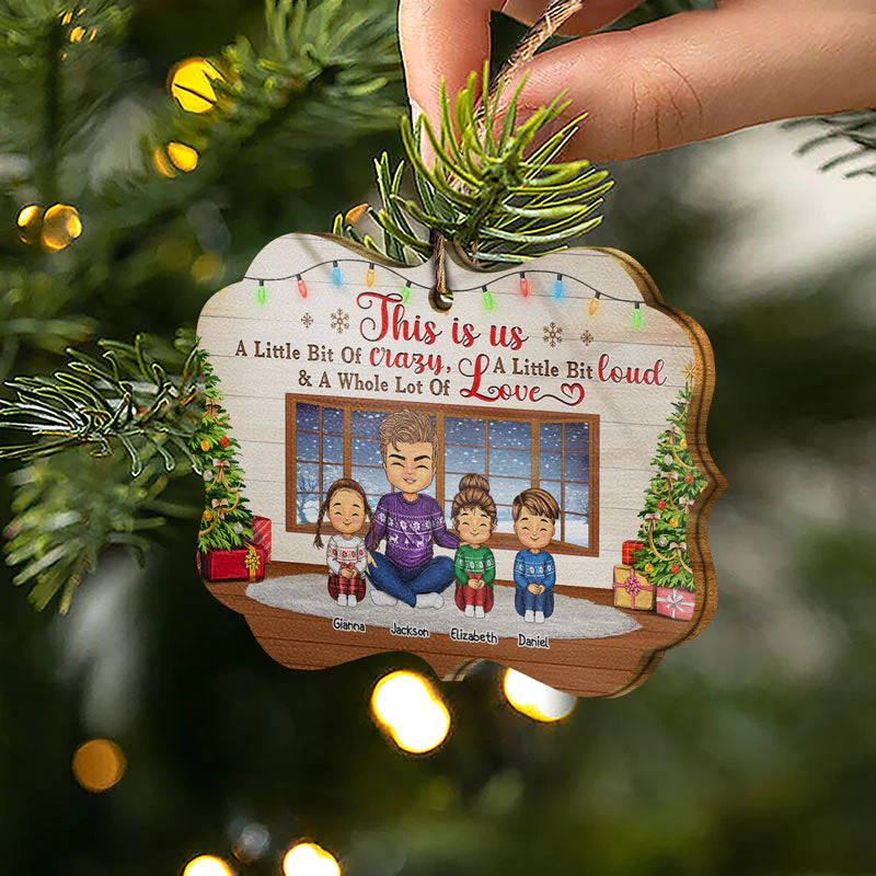 Family Couple This Is Us A Little Bit Of Crazy - Christmas Gift For Parents - Personalized Custom Wooden Ornament - Image 2