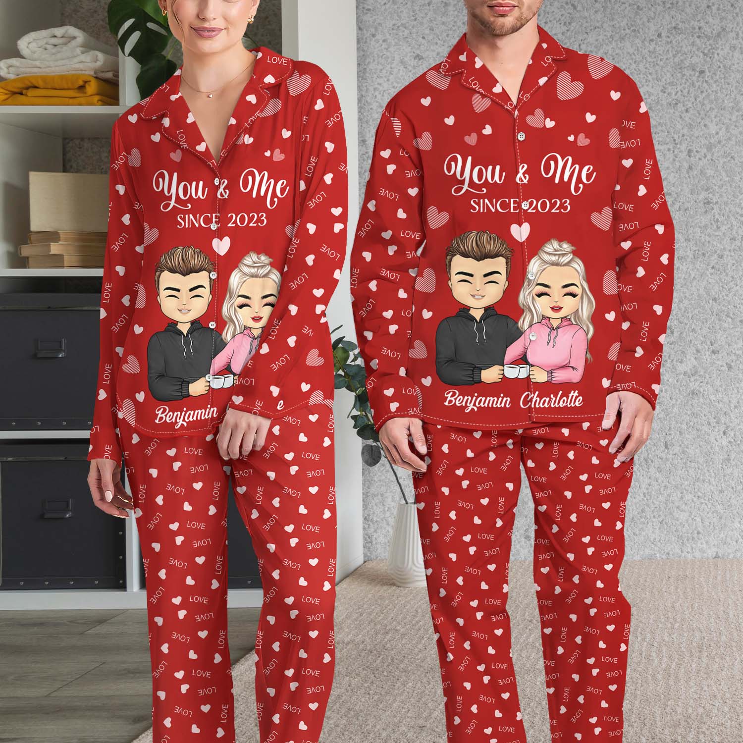 Family Couple You And Me Since - Anniversary, Birthday Gift For Spouse, Husband, Wife, Boyfriend, Girlfriend - Personalized Custom Long Pajamas Set - Image 3