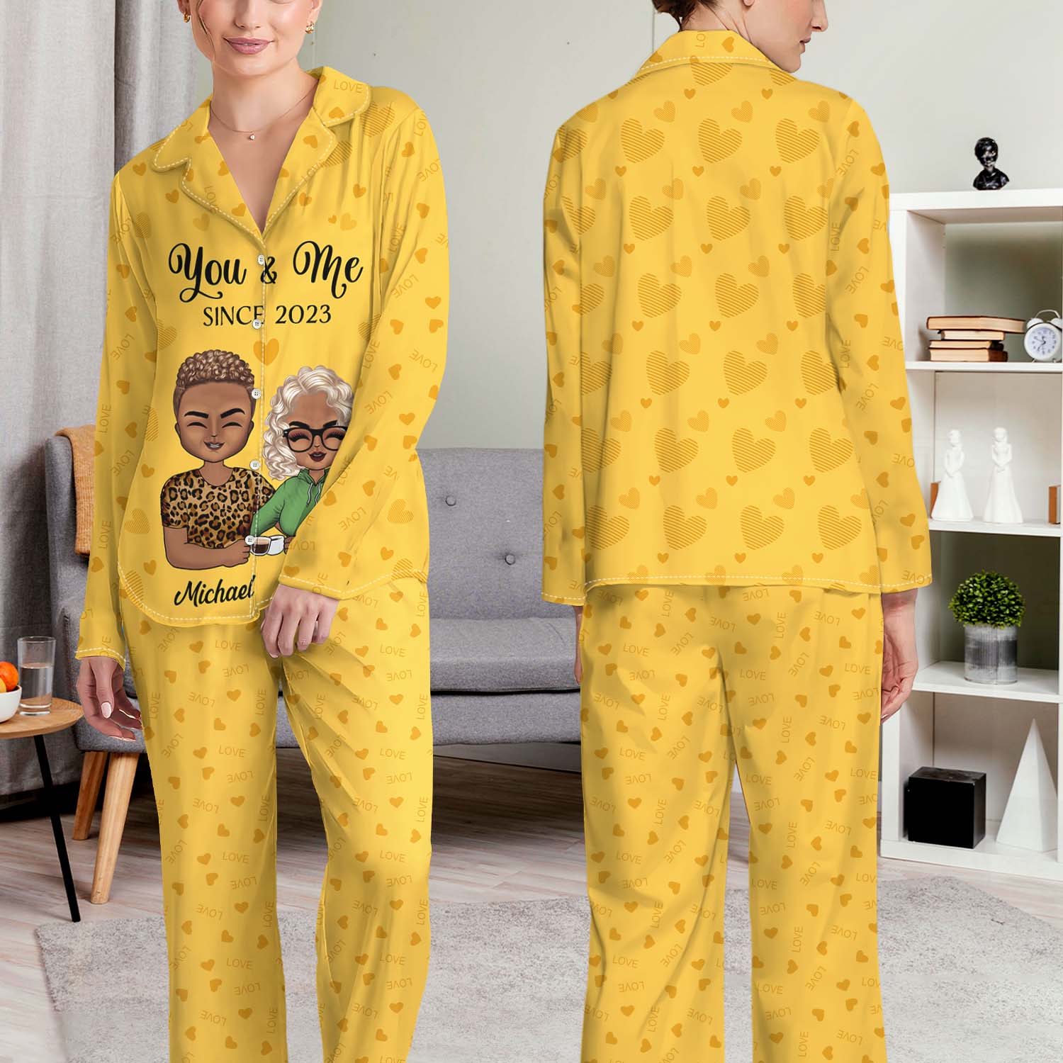 Family Couple You And Me Since - Anniversary, Birthday Gift For Spouse, Husband, Wife, Boyfriend, Girlfriend - Personalized Custom Long Pajamas Set - Image 4