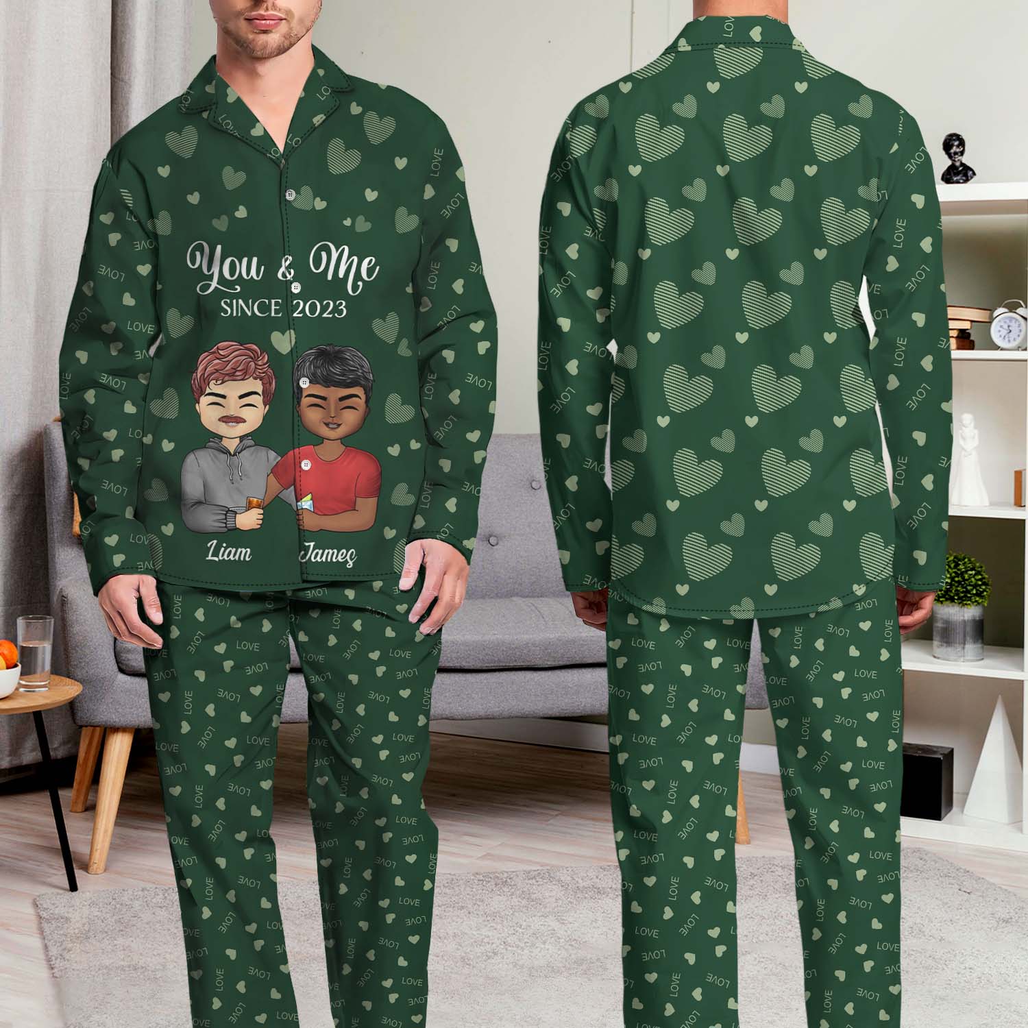Family Couple You And Me Since - Anniversary, Birthday Gift For Spouse, Husband, Wife, Boyfriend, Girlfriend - Personalized Custom Long Pajamas Set - Image 5