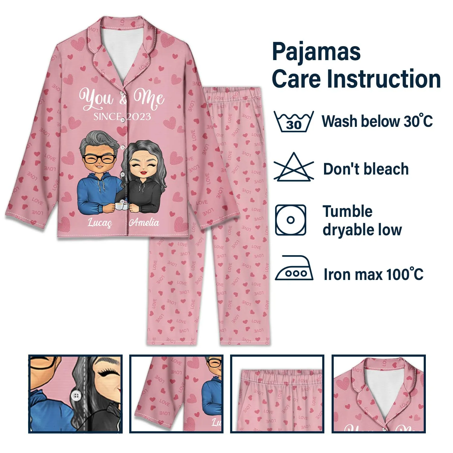 Family Couple You And Me Since - Anniversary, Birthday Gift For Spouse, Husband, Wife, Boyfriend, Girlfriend - Personalized Custom Long Pajamas Set - Image 6