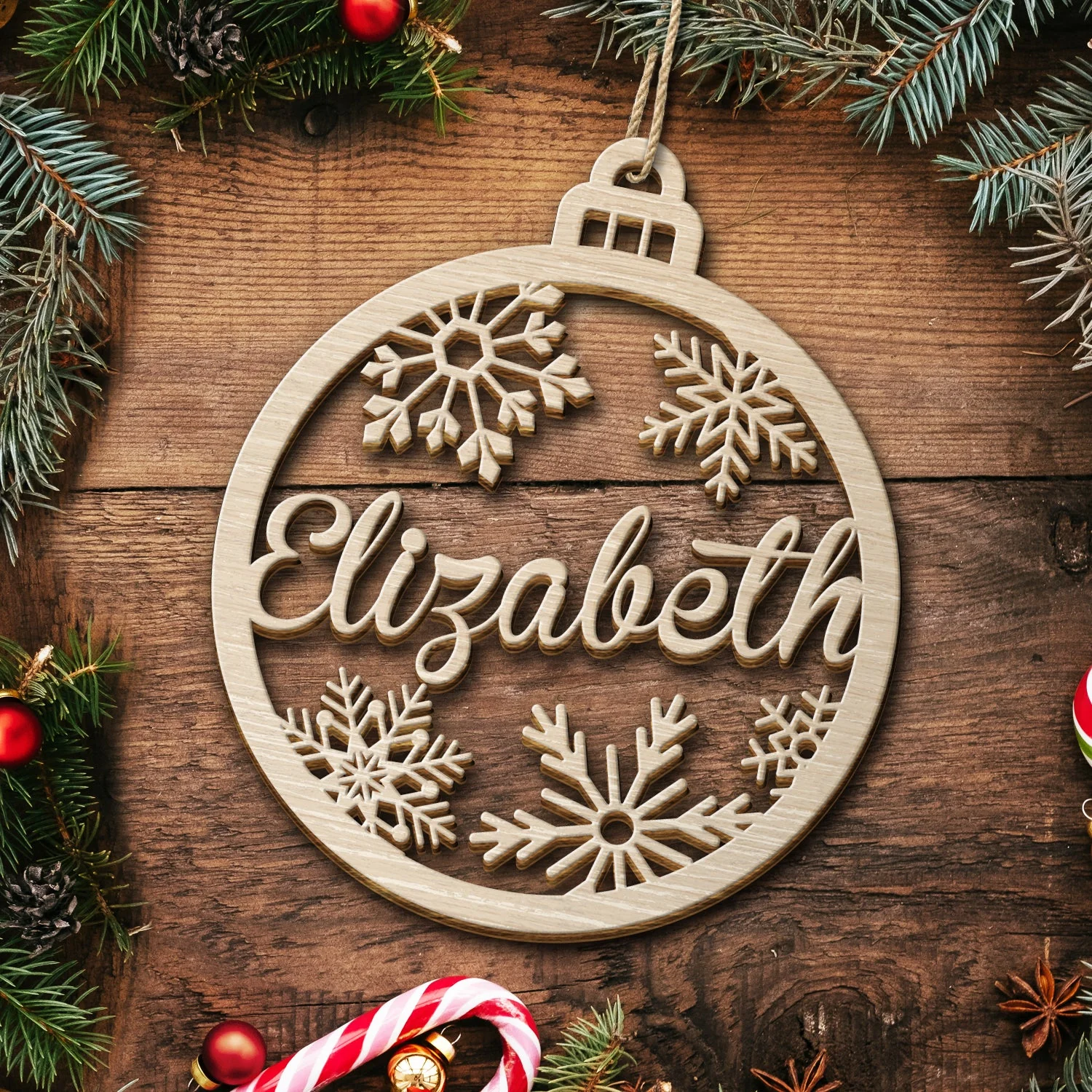 Family Custom Name Cut-out - Christmas Gift For Family - Personalized Wooden Cutout Ornament - Image 5