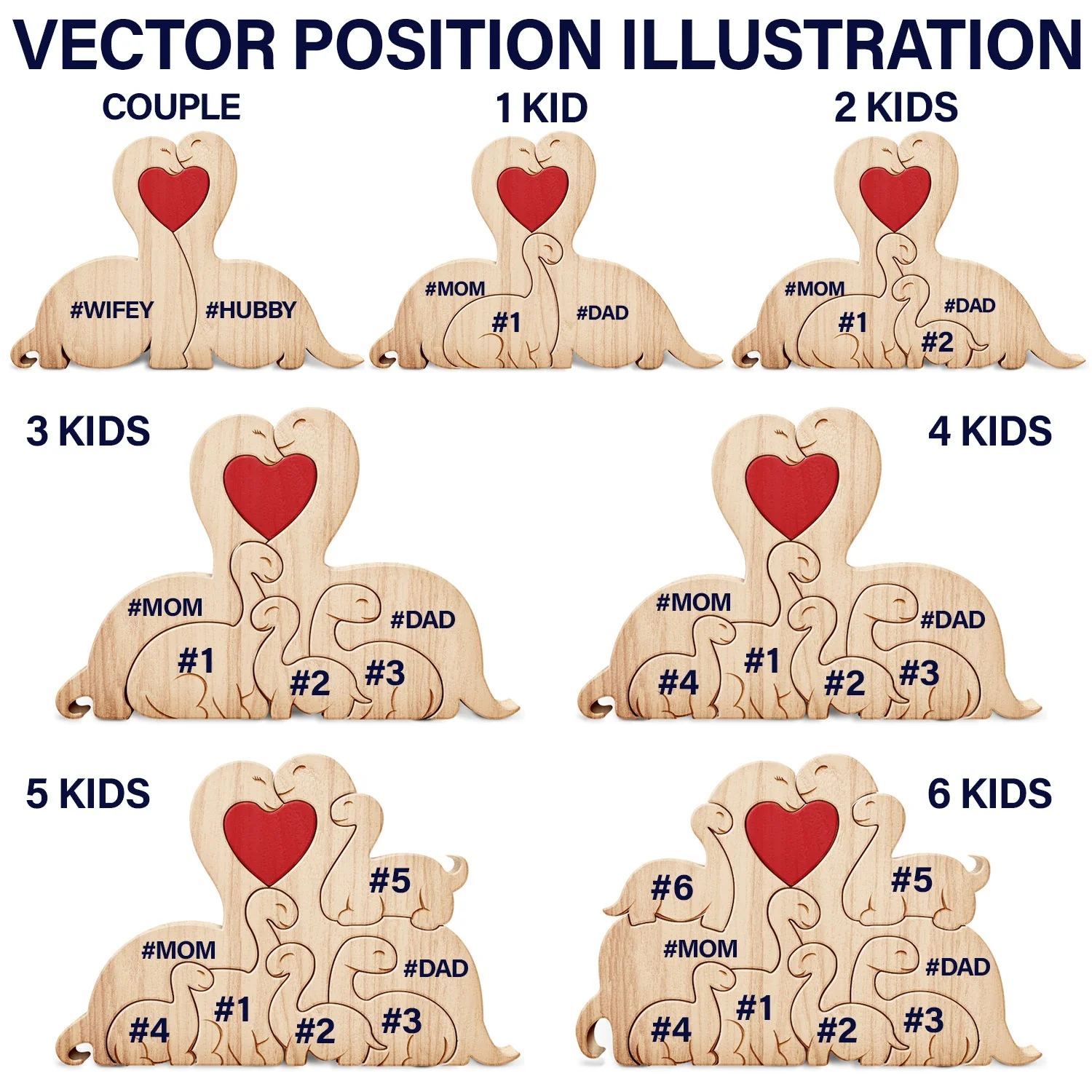 Family Dinosaurs - Gift For Parents, Father, Mother - Personalized Custom Shaped Wooden Puzzle - Image 5
