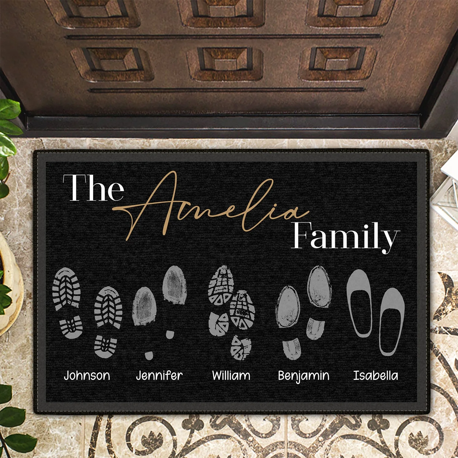 Family FootPrints Doormat - Gift For Family, Gift For Mom - Personalized Doormat - Image 2