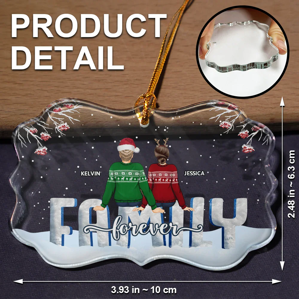 Family Forever - Personalized Medallion Glass Ornament - Image 5