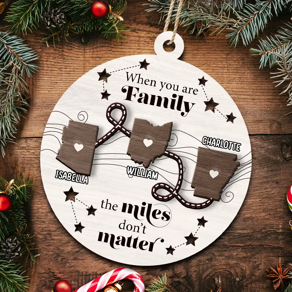 Family Friends Siblings Sisters Besties Long Distance - Personalized 2-Layered Wooden Ornament - Image 5