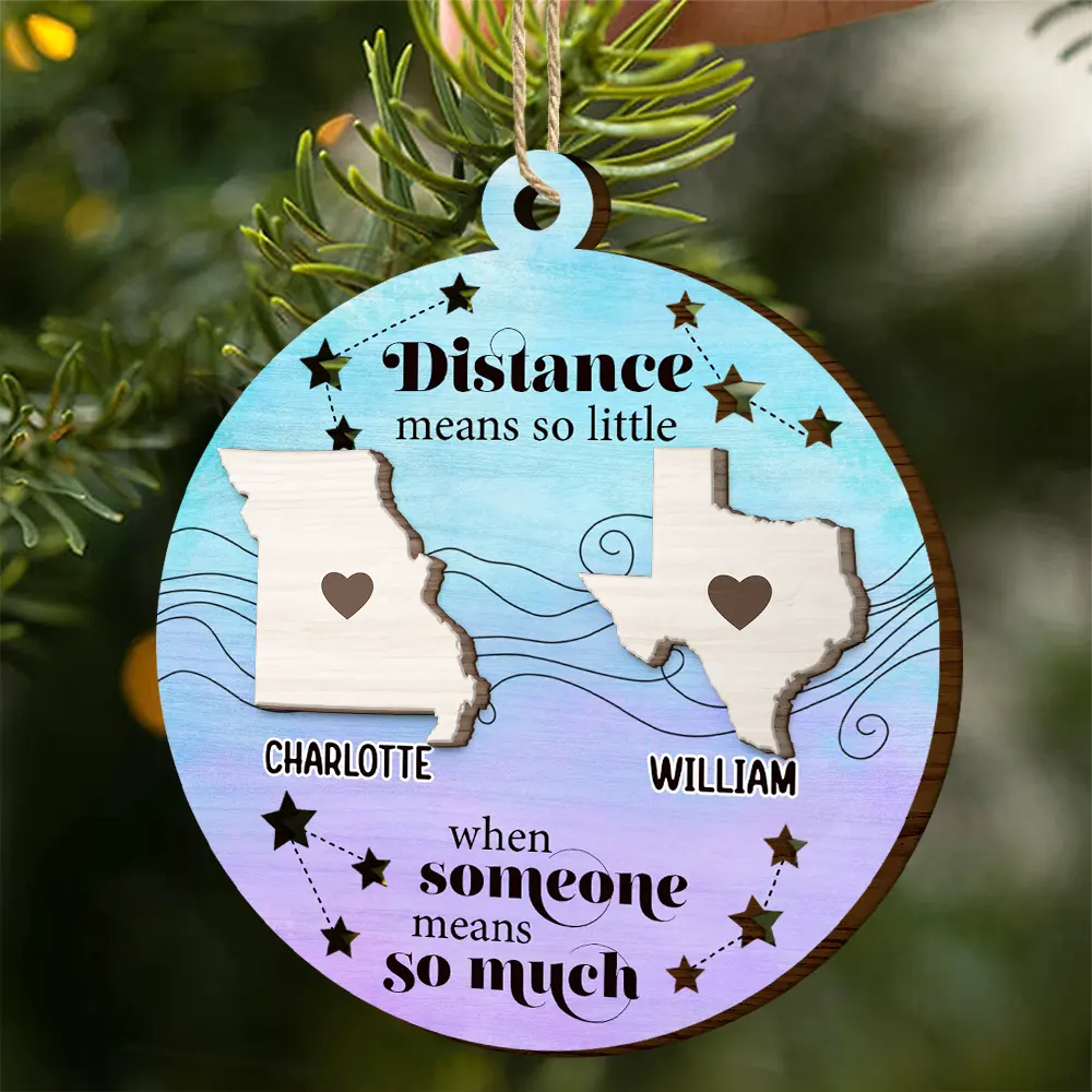 Family Friends Siblings Sisters Besties Long Distance Relationship - Personalized 2-Layered Wooden Ornament - Image 2